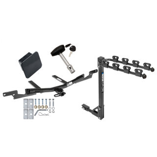 Trailer Tow Hitch w 4 Bike Rack For 07 12 Toyota Camry Sedan Lexus ES350 tilt away adult or child arms fold down carrier w Lock and Cover TrailerJacks